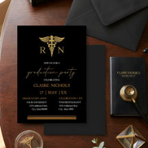 Black Gold Nurse graduation party neutral gender 