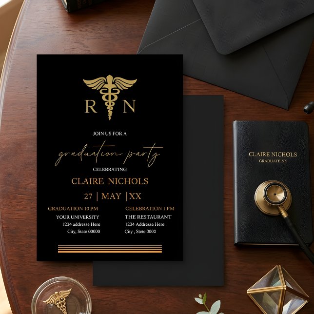 Black Gold Nurse graduation party neutral gender  (Subido por el creador)