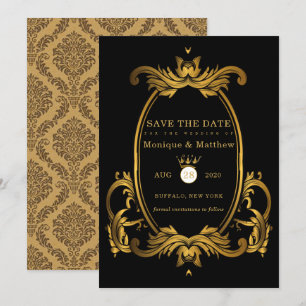 Black Gold Royal Wedding Salva Las Tarjetas De Fec