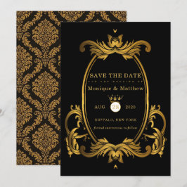 Black Gold Royal Wedding Salva Las Tarjetas De Fec