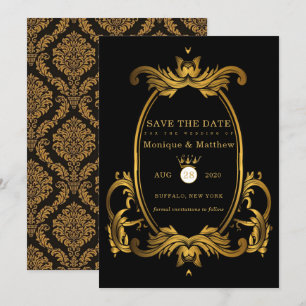 Black Gold Royal Wedding Salva Las Tarjetas De Fec