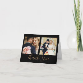 Black Gold Script Style 3 tarjetas de agradecimien