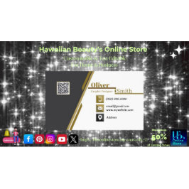 Black Gold y White QR Code Tarjetas de visita 34 P
