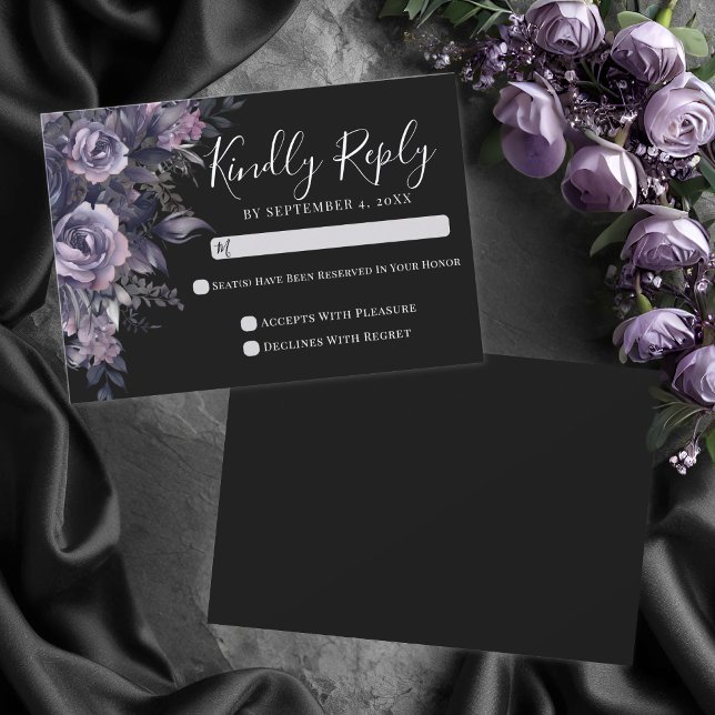 Black Gothic Wedding RSVP Card (Black Gothic Wedding RSVP Card)