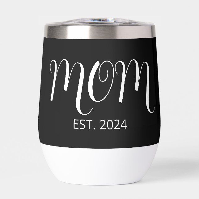 Black Graceful Script Established New Mom Gift (Frente)
