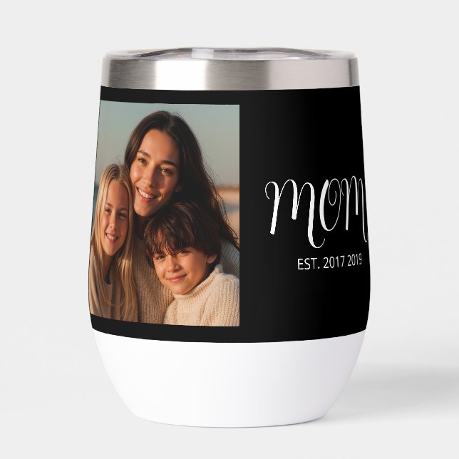 Black Graceful Script Mom Established Photo Gift (Trasero)