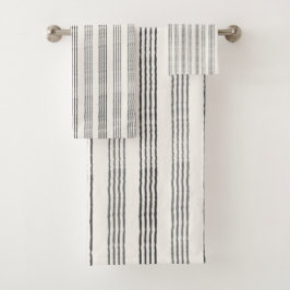 Black Gray Modern Stripe Boho Minimalista