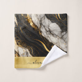 Black Gray White Gold Marble Lujo moderno