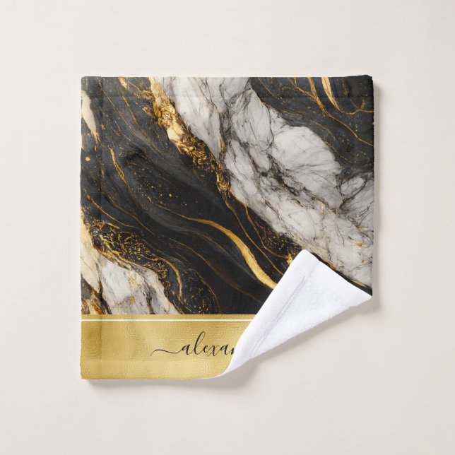 Black Gray White Gold Marble Lujo moderno (Toallita)