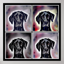 Black Great Dane Watercolor Resumen de arte