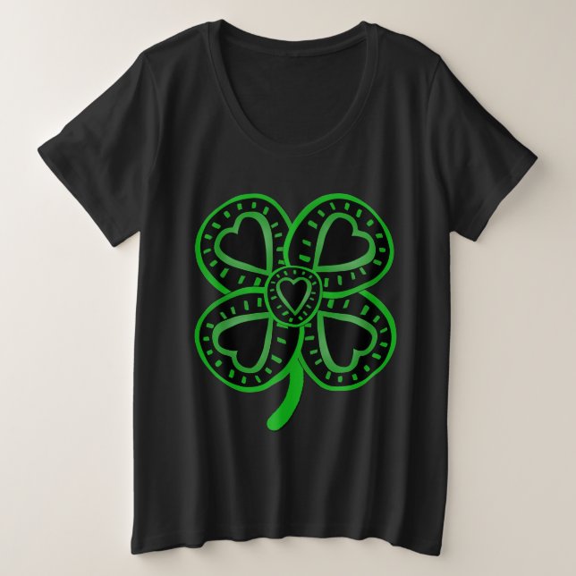 Black Green Clover con corazón - St Patrick (Anverso del diseño)