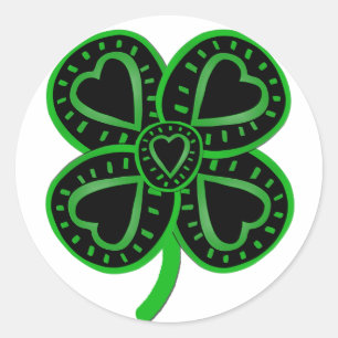 Black Green Clover Heart St Patrick's Day Pegatina