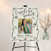 Black Hand Drawn Doodles Graduation Photo Cream