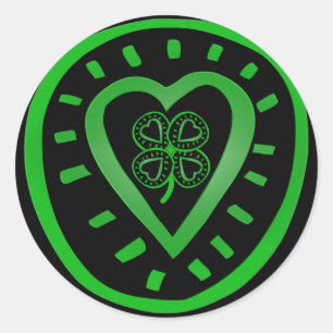 Black Heart Clover St Patrick's Day R Pegatina