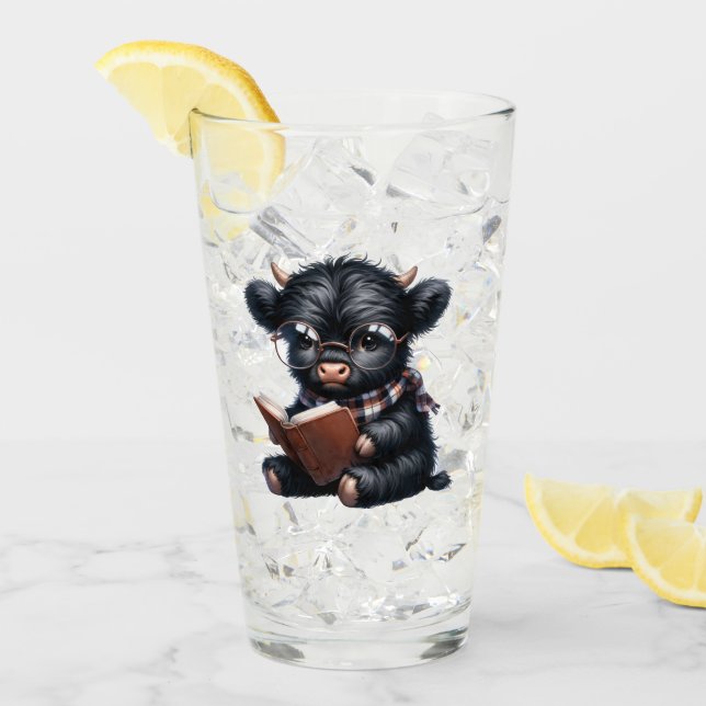 Black Highland Cow Reading A Book (Anverso (hielo))