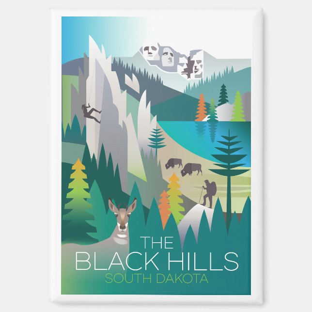 Black Hills, imán refrigerador de Dakota del Sur (Anverso)