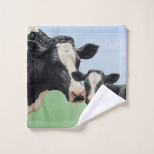 Black Holstein Cow & Cute Calf