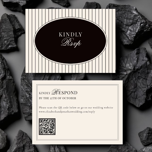 Black Ivory Classic Old Money QR Code Wedding RSVP (Subido por el creador)