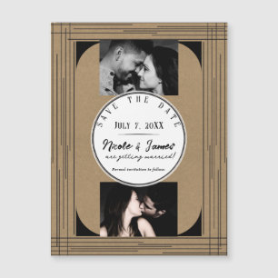 Black Kraft Minimal Modern Lines Boda Save Date