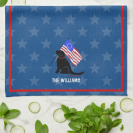 Black Lab Bandera estadounidense toalla de cocina