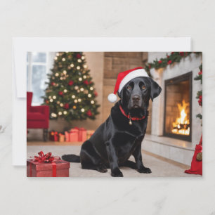 Black Lab con un árbol de Navidad