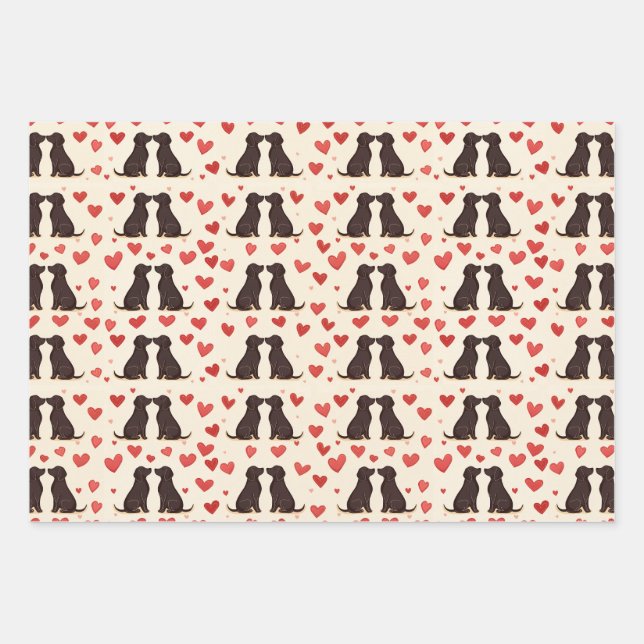 Black Lab Love - Papel de envolver de perro de San (Anverso)