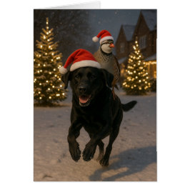 Black Labrador and Partridge Christmas card
