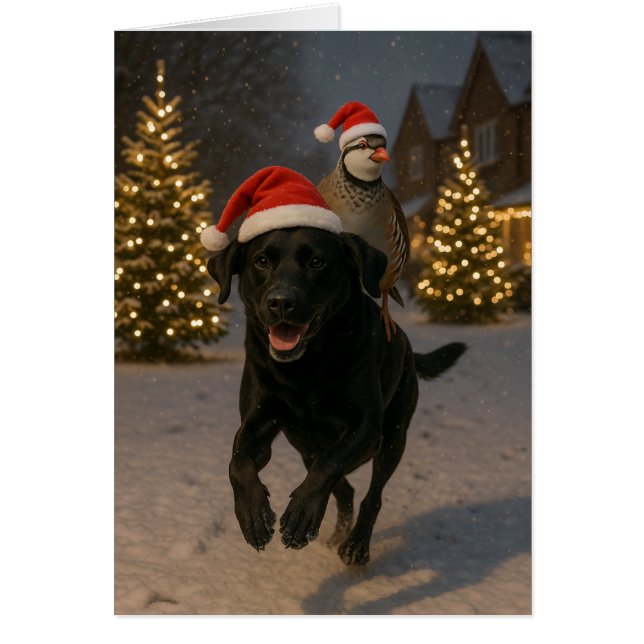 Black Labrador and Partridge Christmas card (Frente)