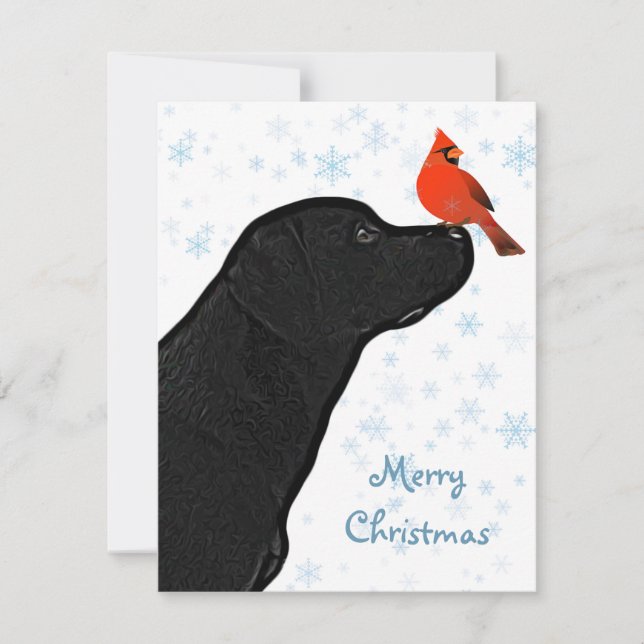 Black Labrador Feliz Navidad y cardenal (Anverso)