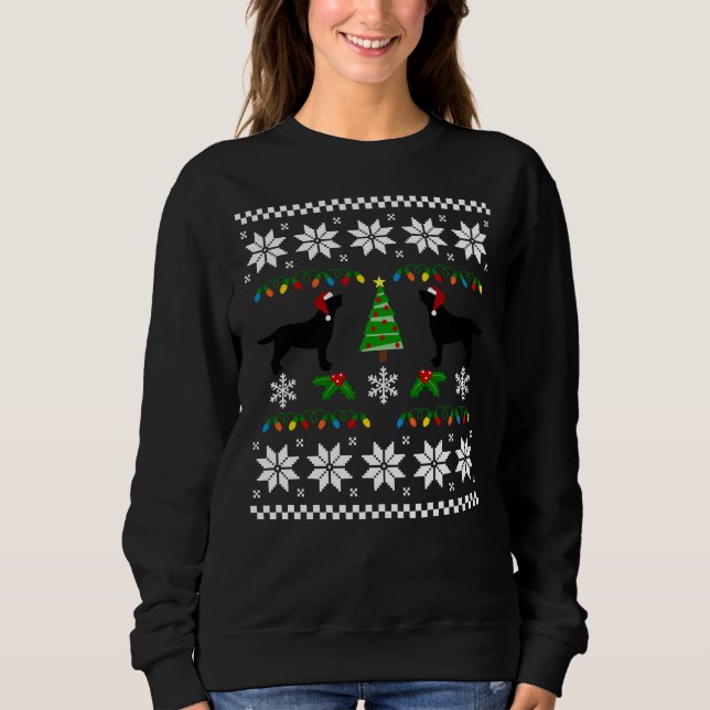 Black Labrador Happy Navidades Sweater Pattern (Anverso)
