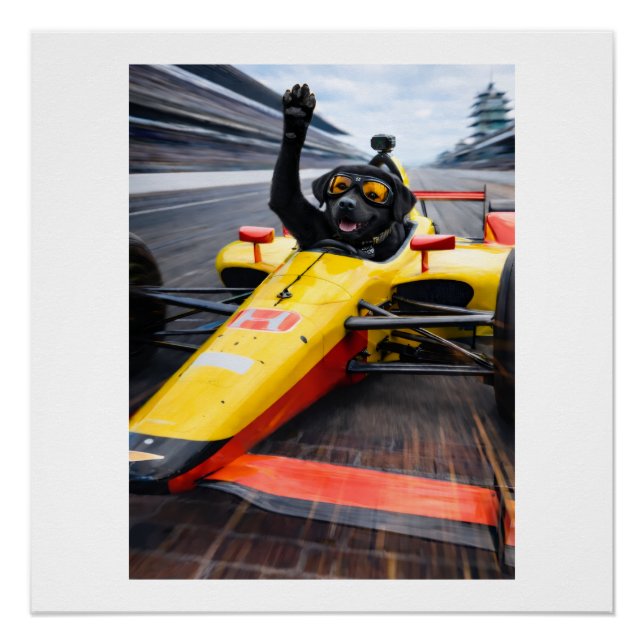 Black Labrador Puppy IndyCar Victory Lap Poster |  (Anverso)