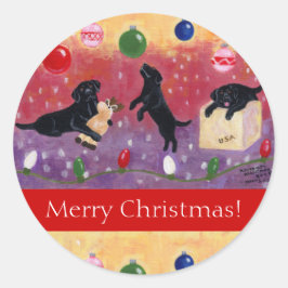Black Labrador recuperó pegatinas navideñas