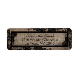 Black Lace Burlap Etiquetas modernas de casamiento