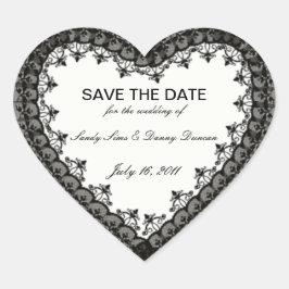 Black Lace Heart Save the Date Pegatinas