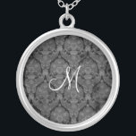 Black Lace Monograma Sterling Silver collar<br><div class="desc">Hermoso collares de plata de estilo lace - se puede cambiar el color de fondo. Ideal como un favor de boda,  un regalo de boda,  un regalo de cumpleaños o un regalo de vacaciones.</div>