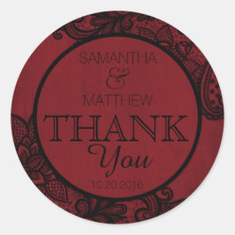 Black Lace Red Moderno Gótico Gracias Etiqueta