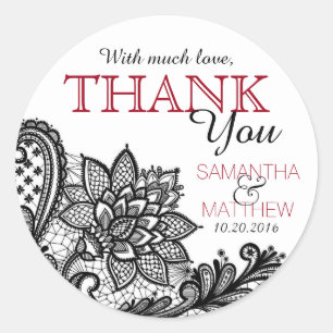 Black Lace White Modern Gótico Etiqueta de agradec