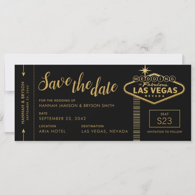 Black Las Vegas Boarding Pass Guardar la tarjeta d (Anverso)