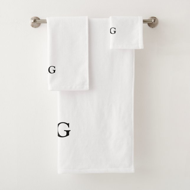 Black Letter Monogrammed Initial Towel Set (In situ)