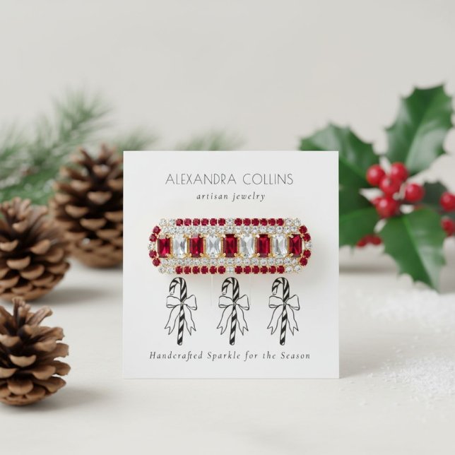 Black Line Art Festive Candy Cane & Bow Hairclip  (Subido por el creador)