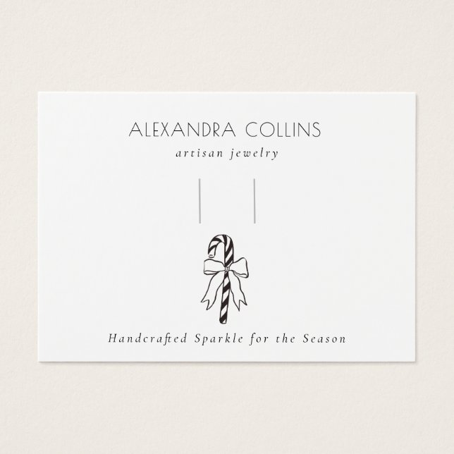 Black Line Art Festive Candy Cane & Bow Hairclip  (Frente)