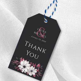 Black Magenta Floral Gracias Etiqueta De Regalo