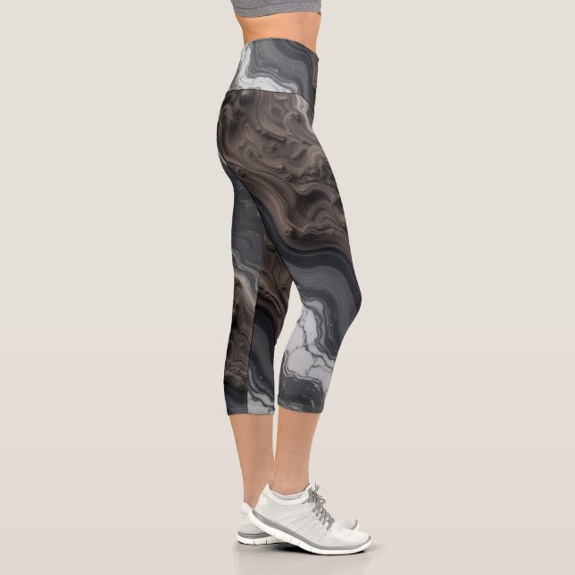 Black Marble Abstract Leggings – yoga pants (Derecha)