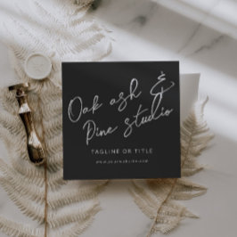 Black Modern Boho QR Code tarjeta de visita