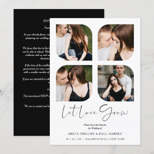 Black Modern Chic Clover Collage 4 Photos Wedding