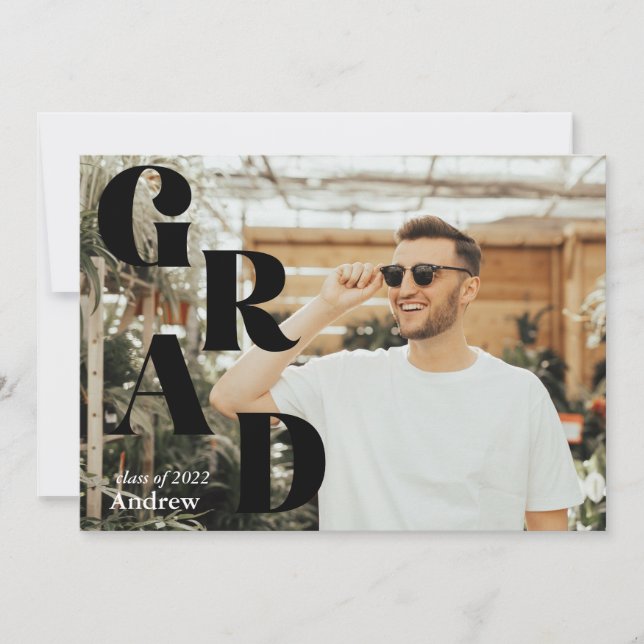Black Modern Graduation Announcement Grad Party (Anverso)