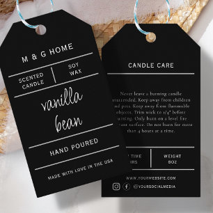 Black Modern Handmade Candle Care Etiqueta de prod