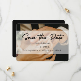 Black Modern Save the Date Card Invitación