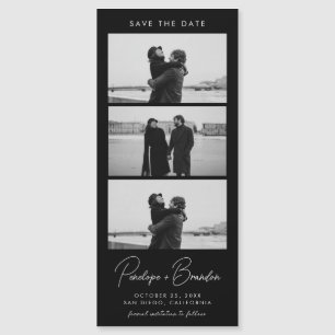 Black Modern Script Photo Strip Magnetic Boda