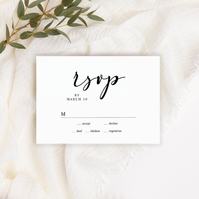 Black Modern Simple Script Wedding RSVP Card (Subido por el creador)